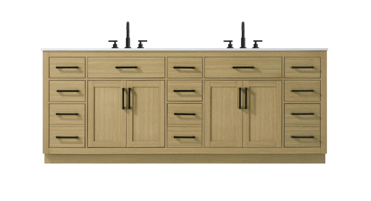 VF29784DMHB 84 in Alden Rectangle Double Bathroom Vanity44 Honey Brown