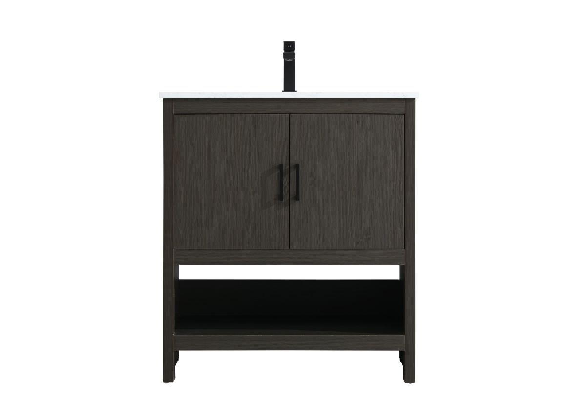30in. Ira Modern Bathroom Vanity - Mocha Brown - Single Sink - Marble Top