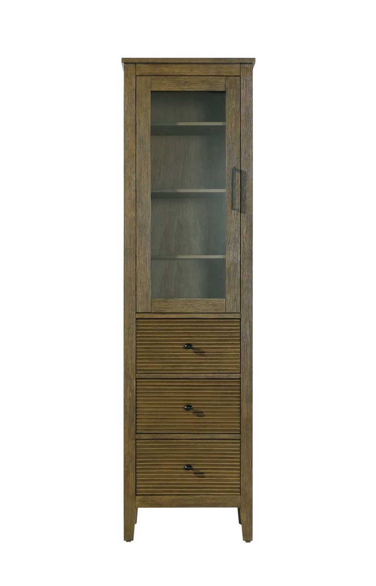 SC296C20HO 20 in. Bath Storage Glass Cabinet, Hazel Oak