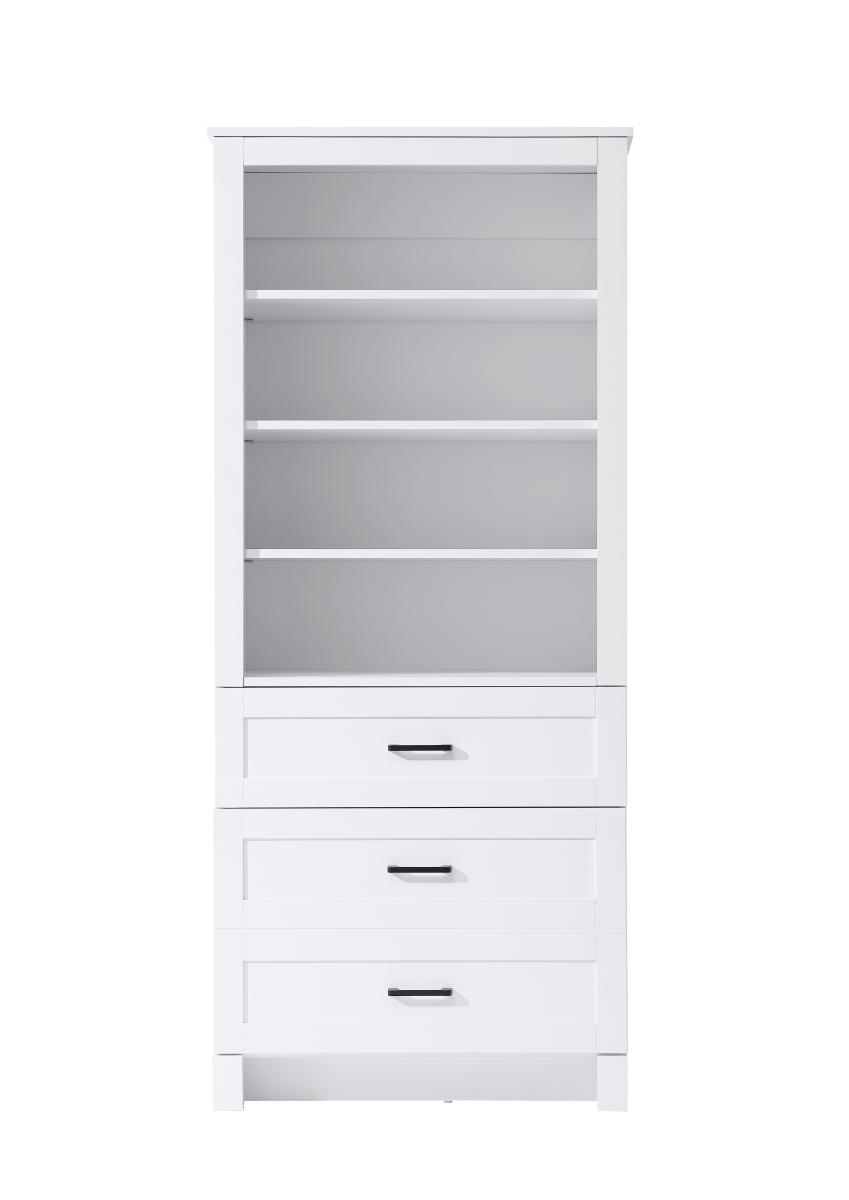SC280228WH 28 in. Soma Bath Storage Glass Cabinet, White - Black