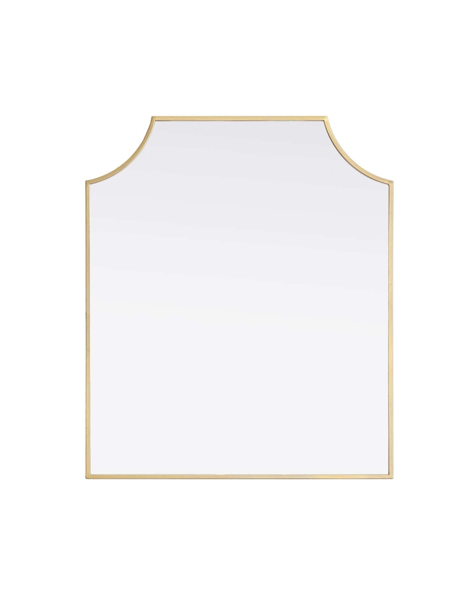 MR3B2732BRA 27 x 32 in. Rectangle Notched Metal Mirror, Brass