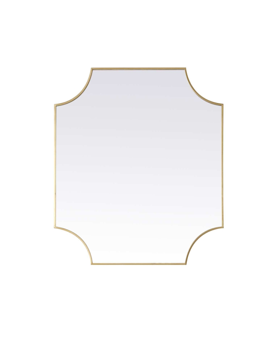 MR3D3642BRA 36 x 42 in. Rectangle Notched Metal Mirror, Brass