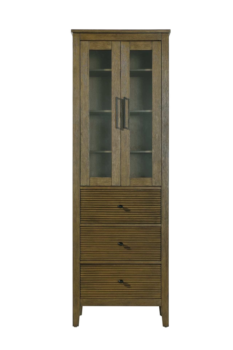 SC296C24HO 24 in. Transitional Rectangle Bathroom Storage Glass Cabinet, Hazel Oak