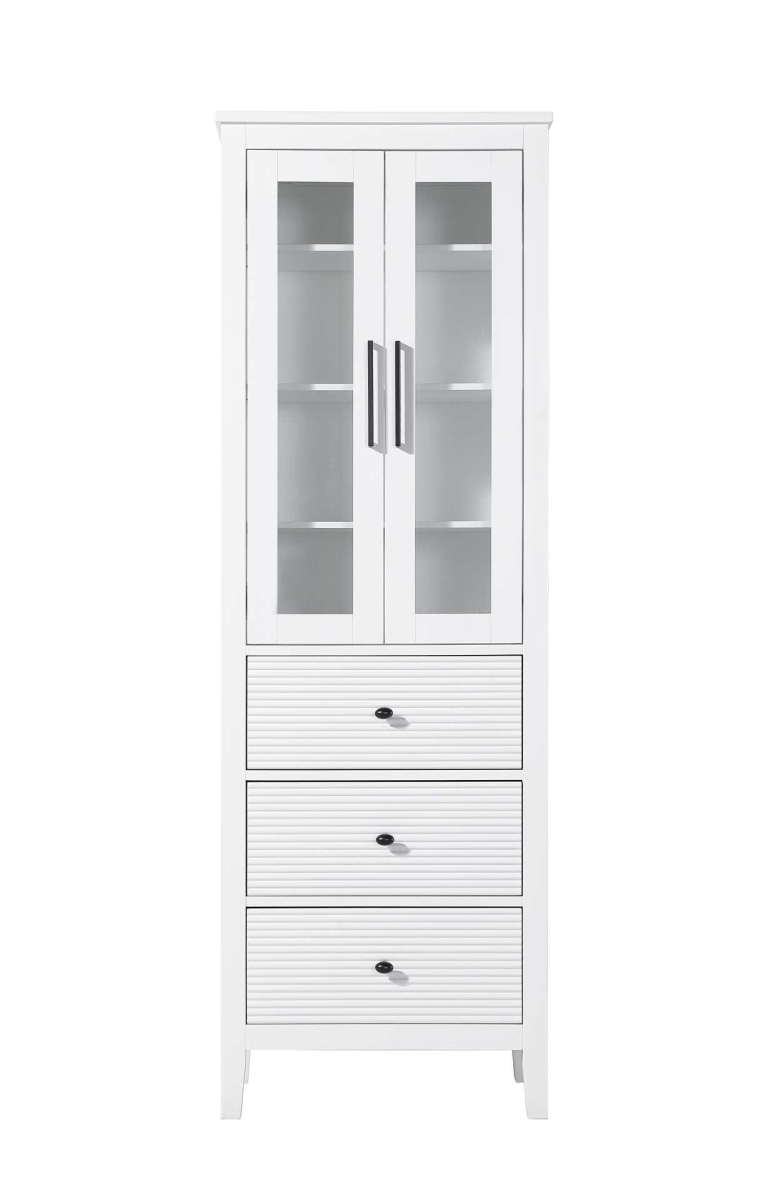 SC296C24WH 24 in. Transitional Rectangle Bathroom Storage Glass Cabinet, White