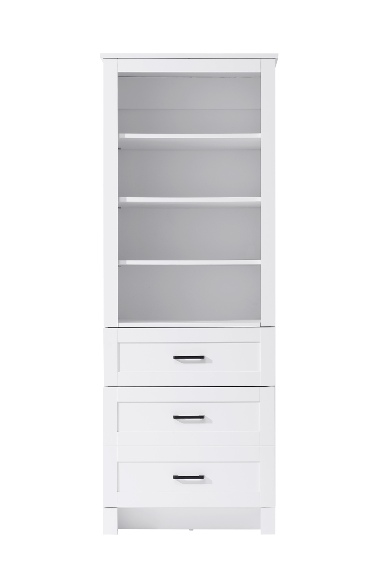 SC280224WH 24 in. Soma Bath Storage Glass Cabinet, White - Black