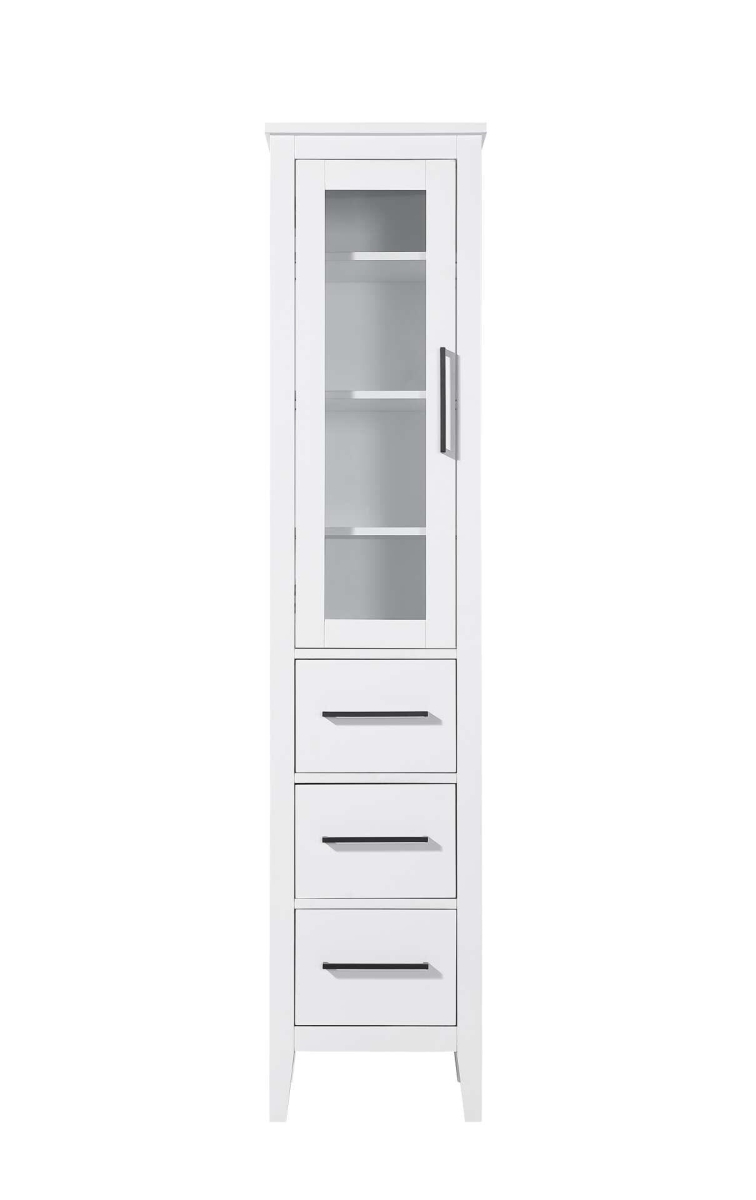 SC293C16WH 16 in. Millie Bath Storage Glass Cabinet, White