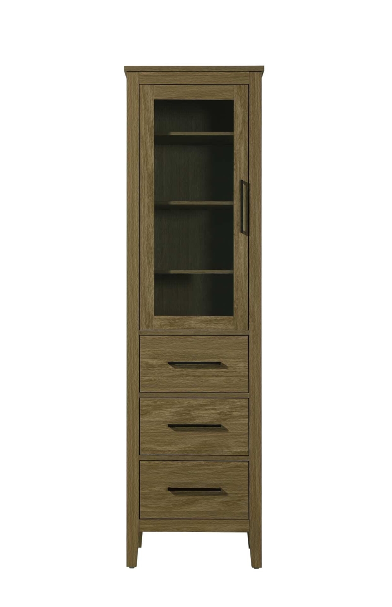 SC293C20MCB 20 in. Millie Bath Storage Glass Cabinet, Chestnut Brown