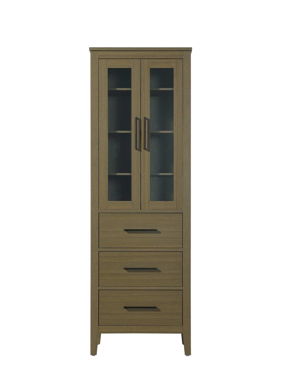 SC293C24MCB 24 in. Millie Bath Storage Glass Cabinet, Chestnut Brown