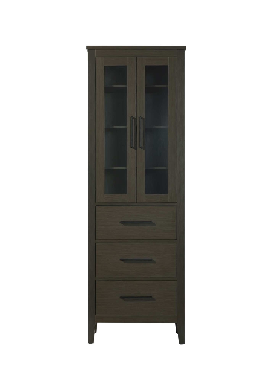 SC293C24MMB 24 in. Millie Bath Storage Glass Cabinet, Mocha Brown