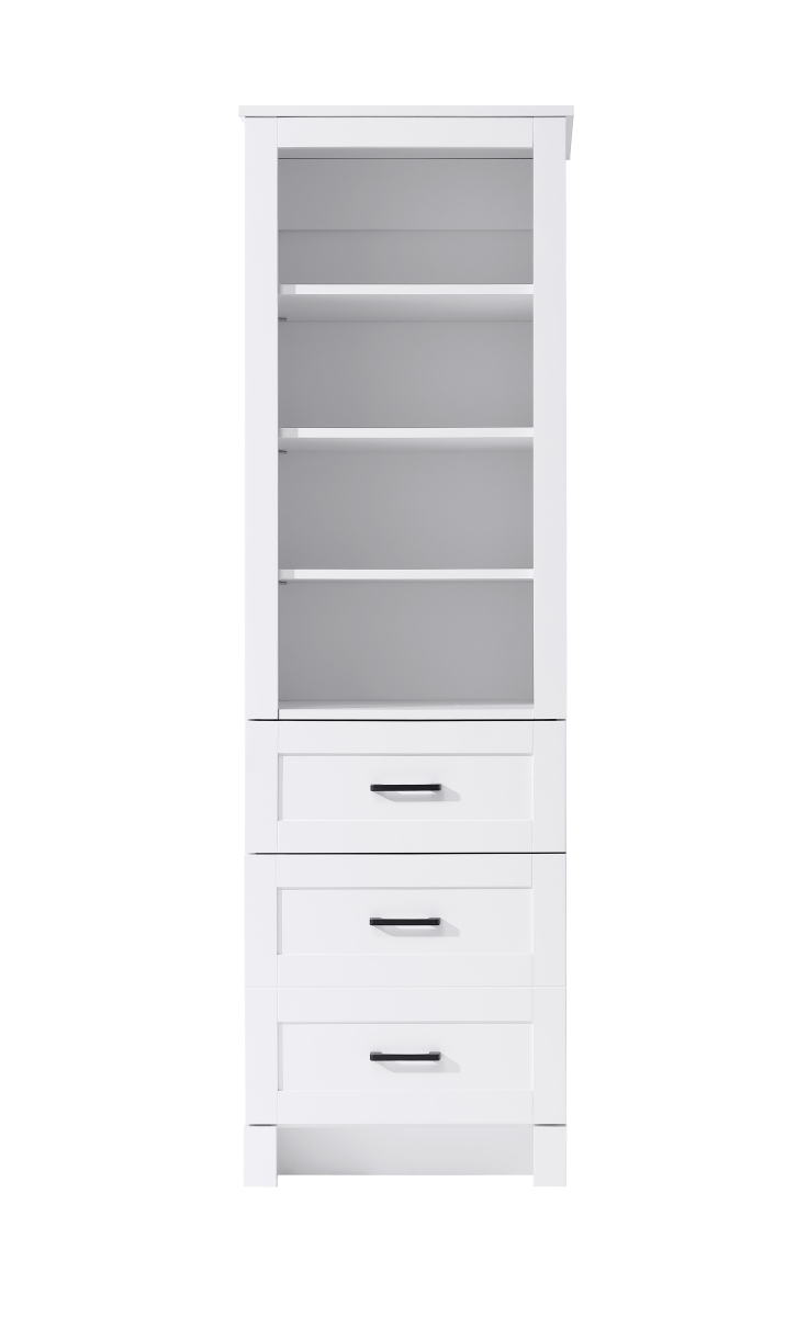 SC280220WH 20 in. Soma Bath Storage Glass Cabinet, White - Black