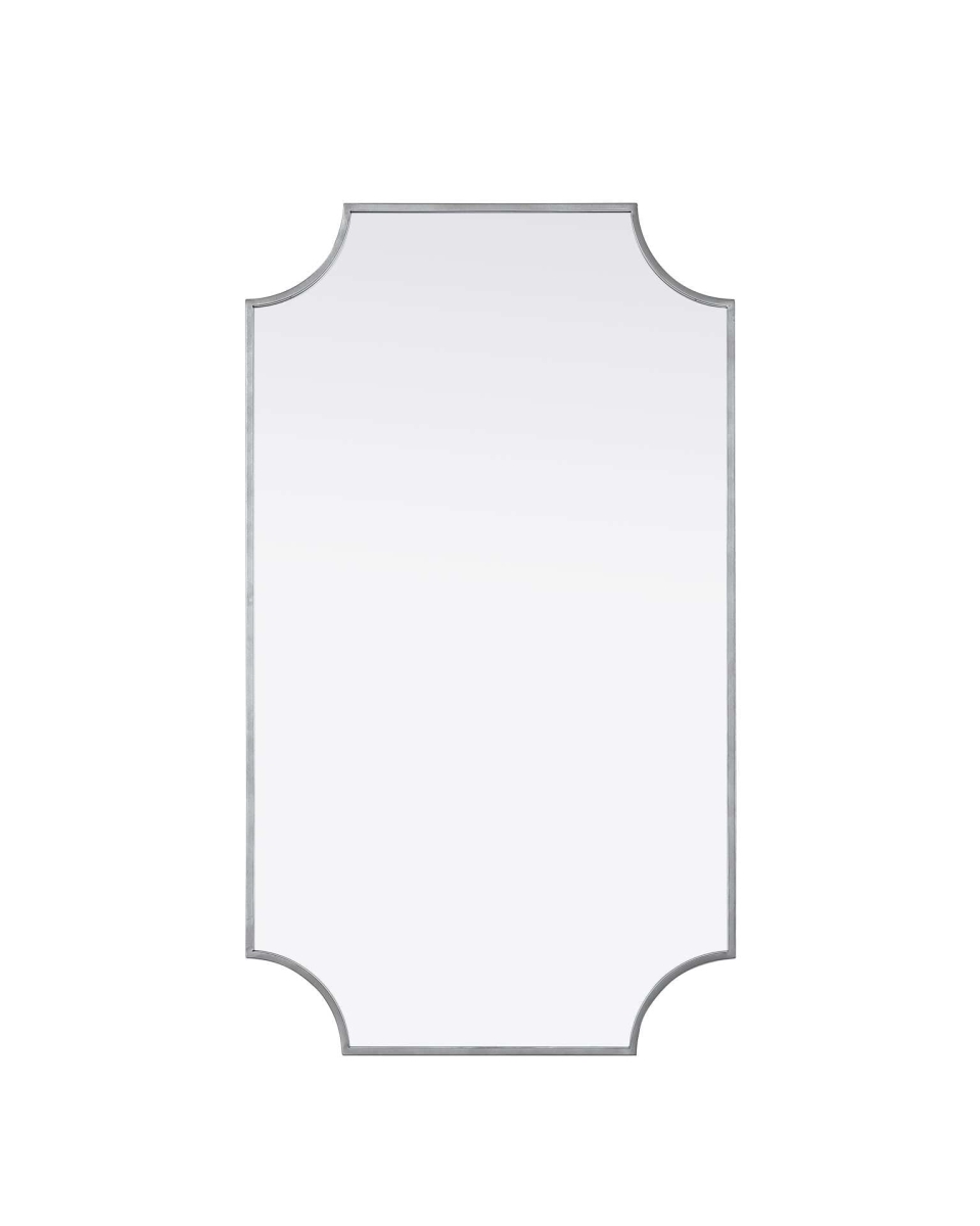 MR3D2442SIL 24 x 42 in. Rectangle Notched Metal Mirror, Silver