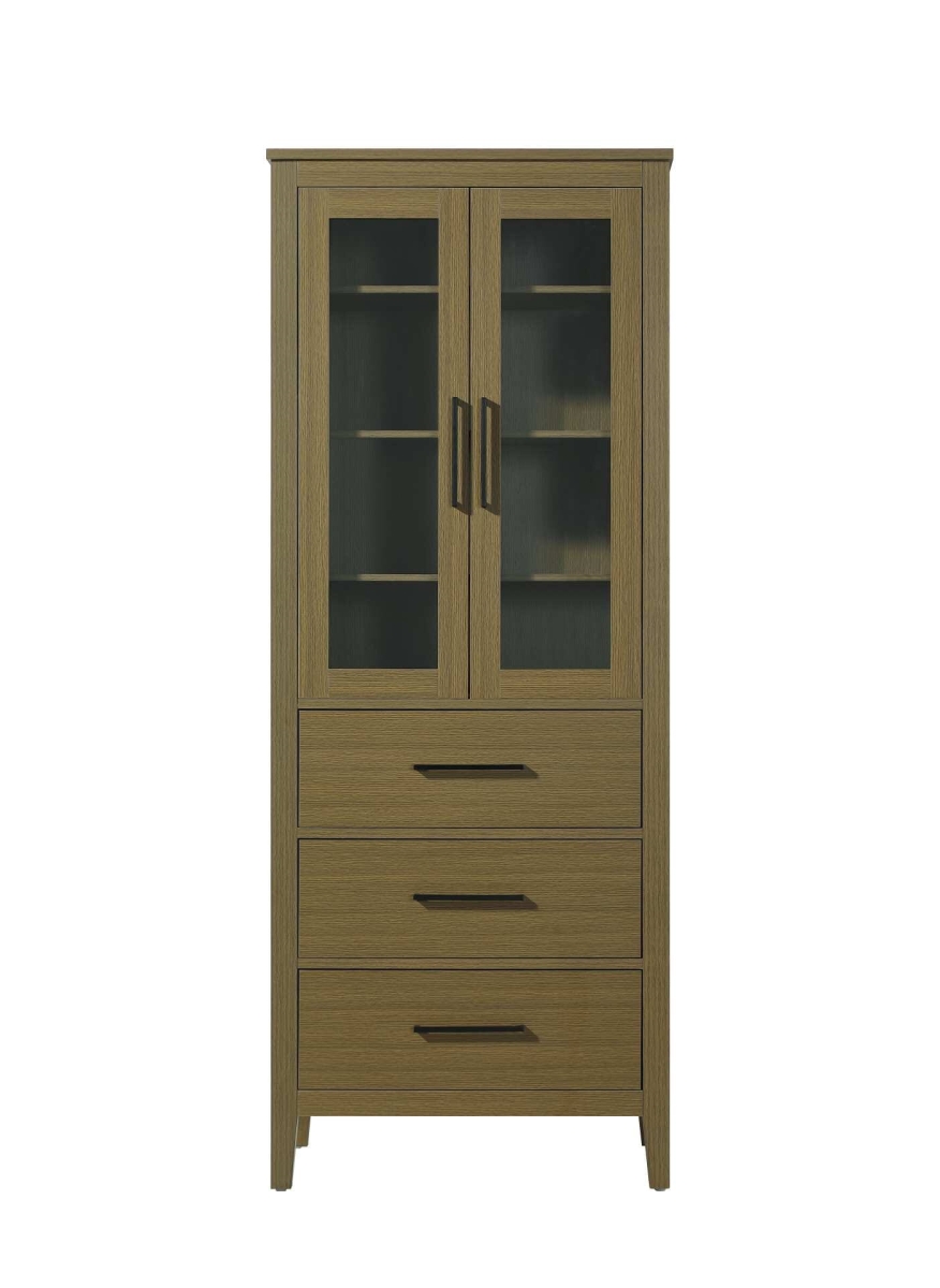 SC293C28MCB 28 in. Millie Bath Storage Glass Cabinet, Chestnut Brown