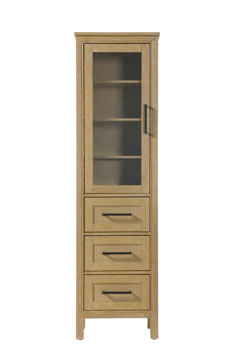 SC295C20LO 20 in. Bath Storage Glass Cabinet in Linen Oak