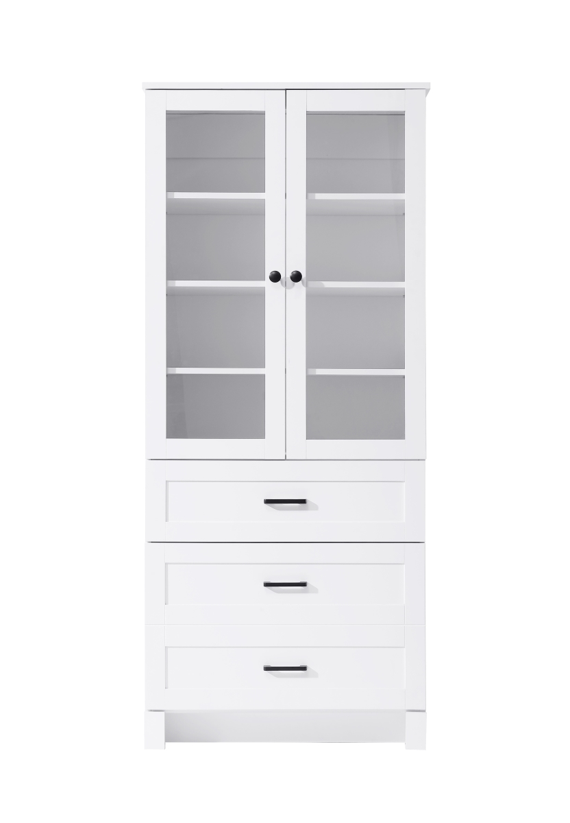 SC280328WH 28 in. Soma Bath Storage Glass Cabinet, White