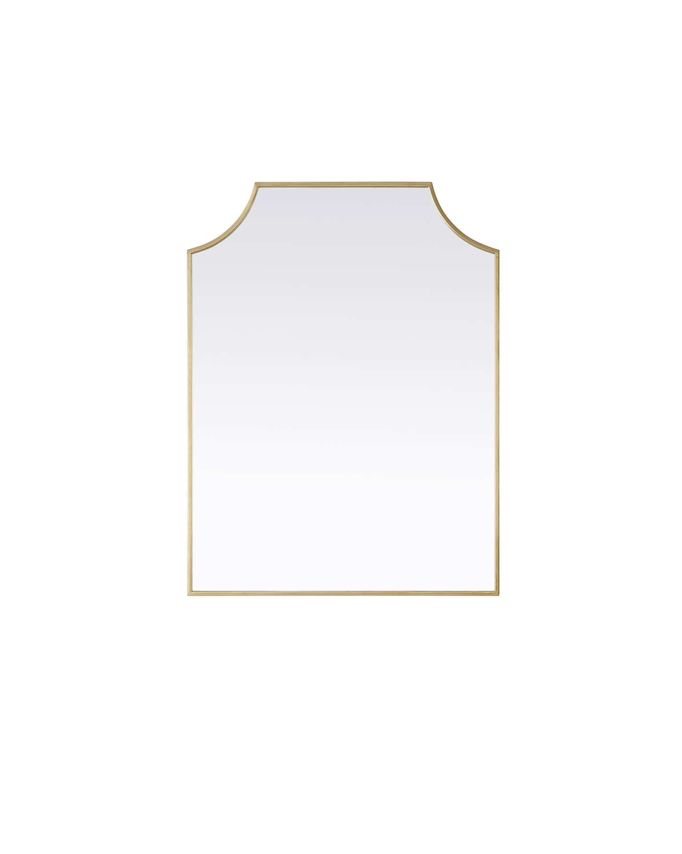 MR3B2736BRA 27 x 36 in. Rectangle Notched Metal Mirror, Brass
