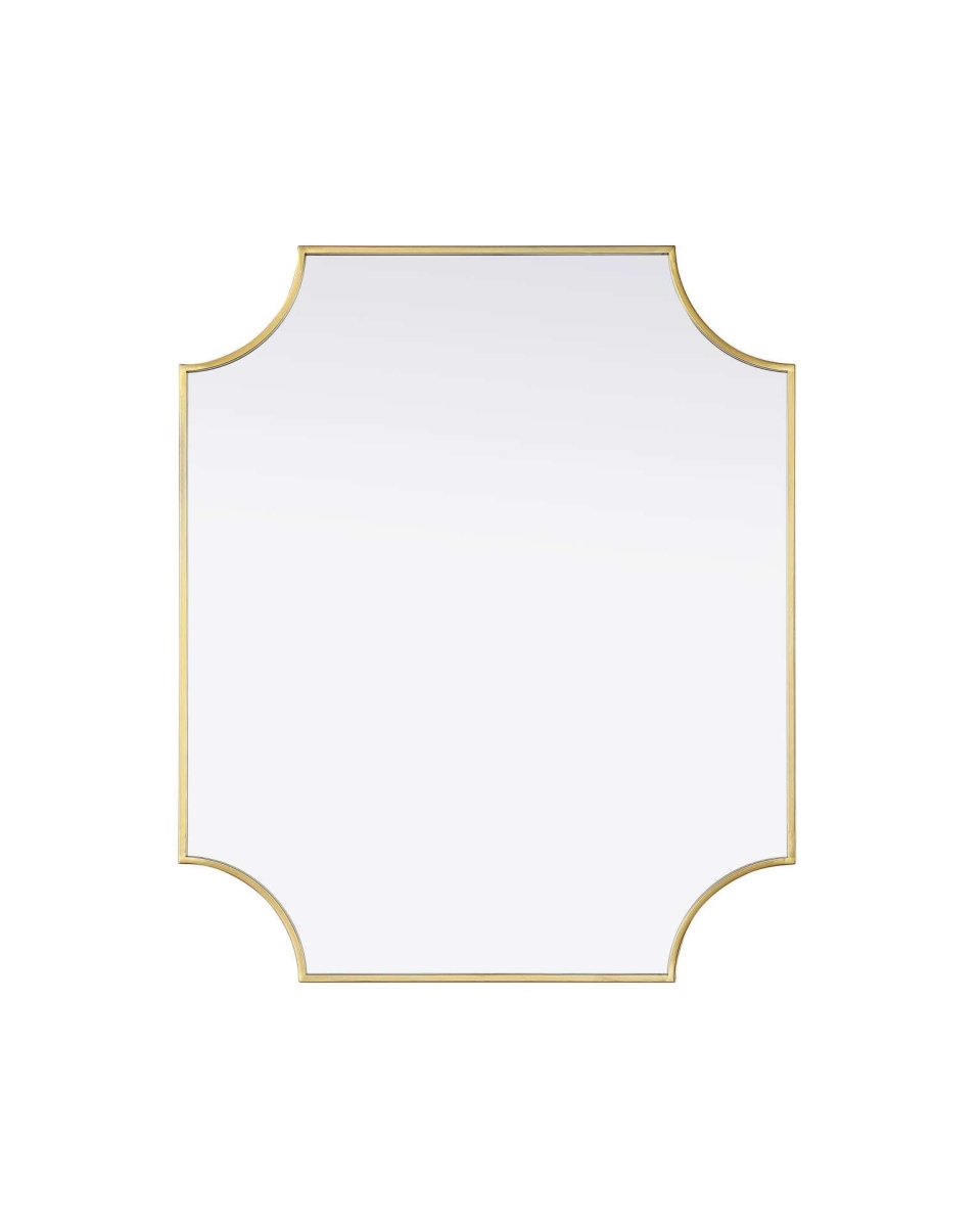 MR3D3036BRA 30 x 36 in. Rectangle Notched Metal Mirror, Brass