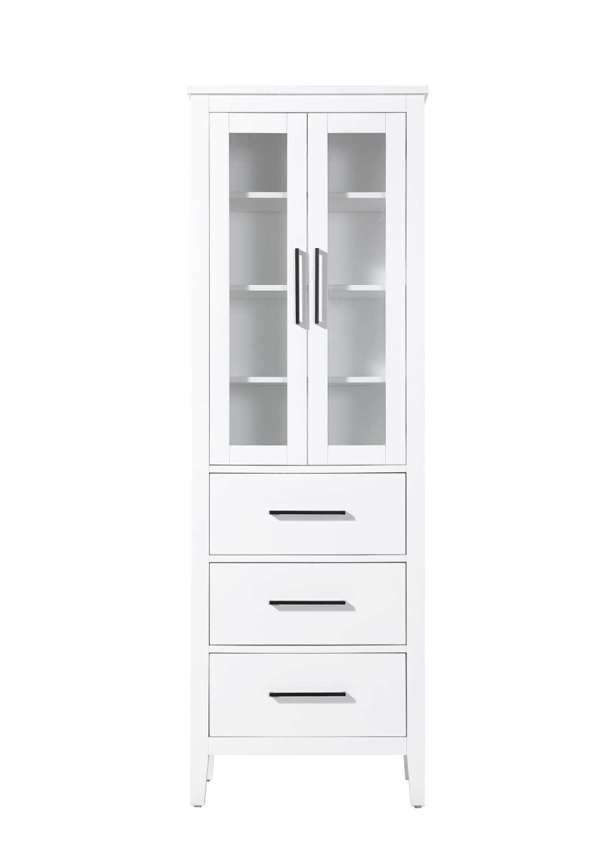 SC293C24WH 24 in. Millie Bath Storage Glass Cabinet, White