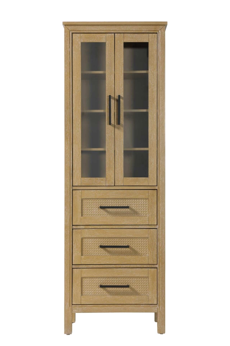 SC295C24LO 24 in. Bath Storage Glass Cabinet in Linen Oak