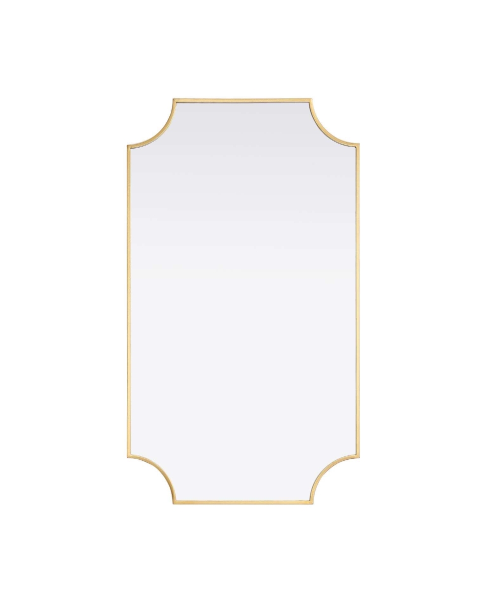 MR3D2442BRA 24 x 42 in. Rectangle Notched Metal Mirror, Brass