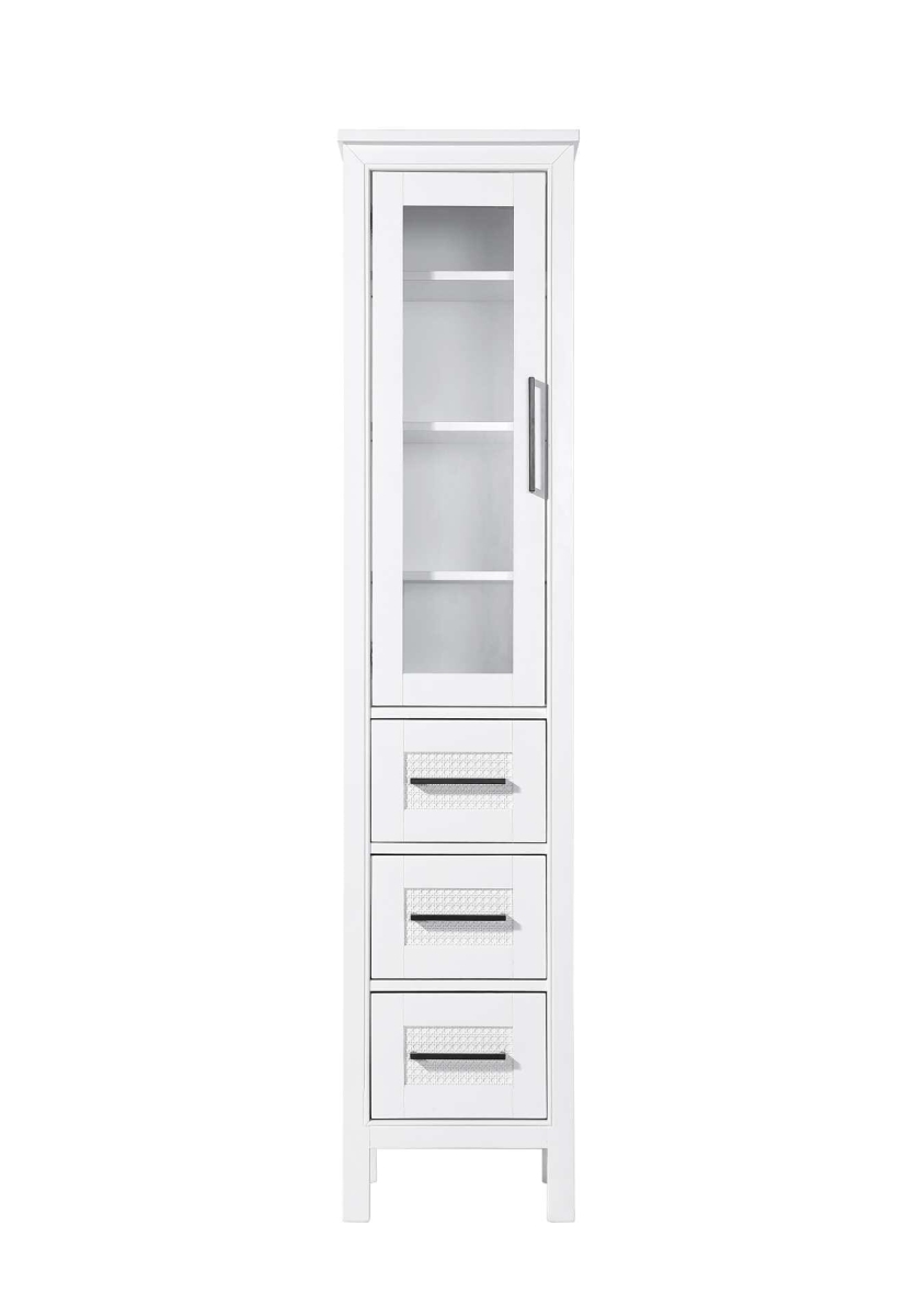 SC295C16WH 16 in. Alina Bath Storage Glass Cabinet, White