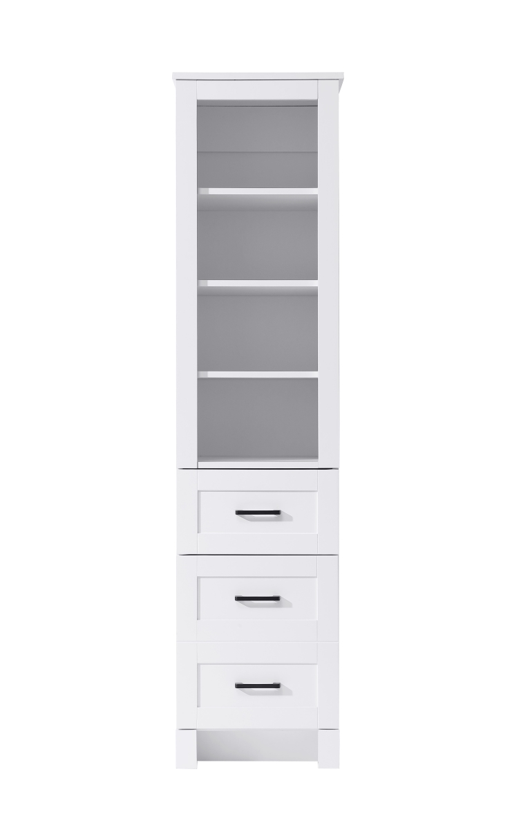 SC280216WH 16 in. Soma Bath Storage Glass Cabinet, White - Black