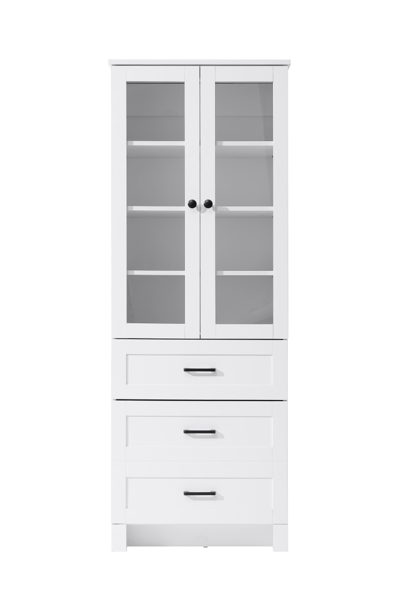 SC280324WH 24 in. Soma Bath Storage Glass Cabinet, White