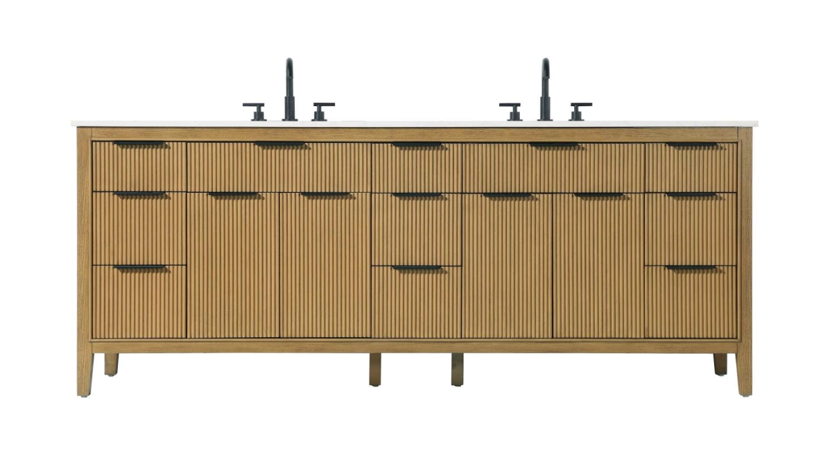 VF29884DHT 34 x 22 x 84 in. Double Bathroom Vanity, Honey Teak