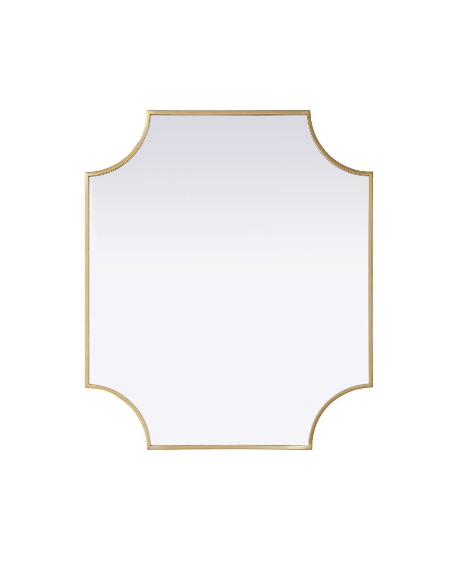 MR3D2732BRA 27 x 32 in. Notched Metal Mirror, Brass