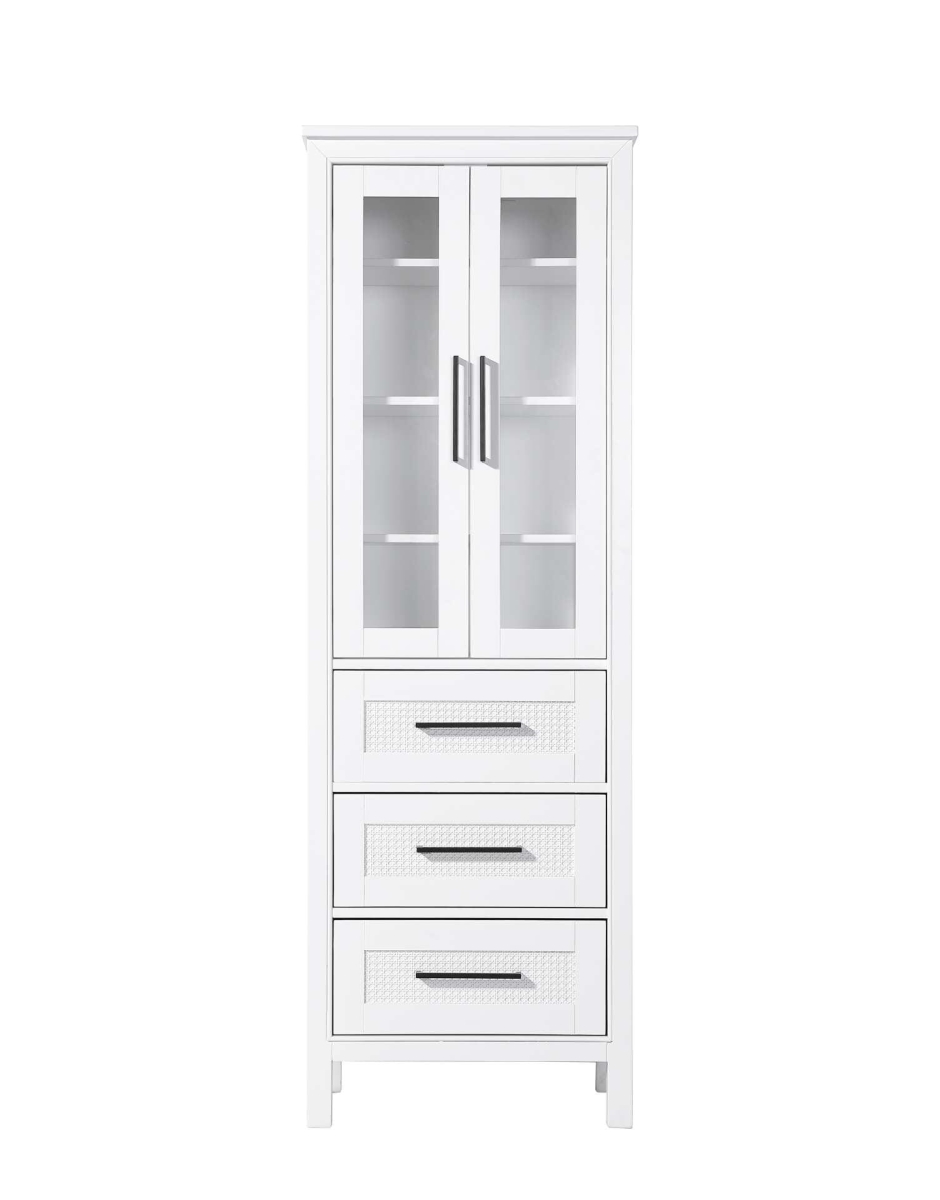 SC295C24WH 24 in. Alina Bath Storage Glass Cabinet, White