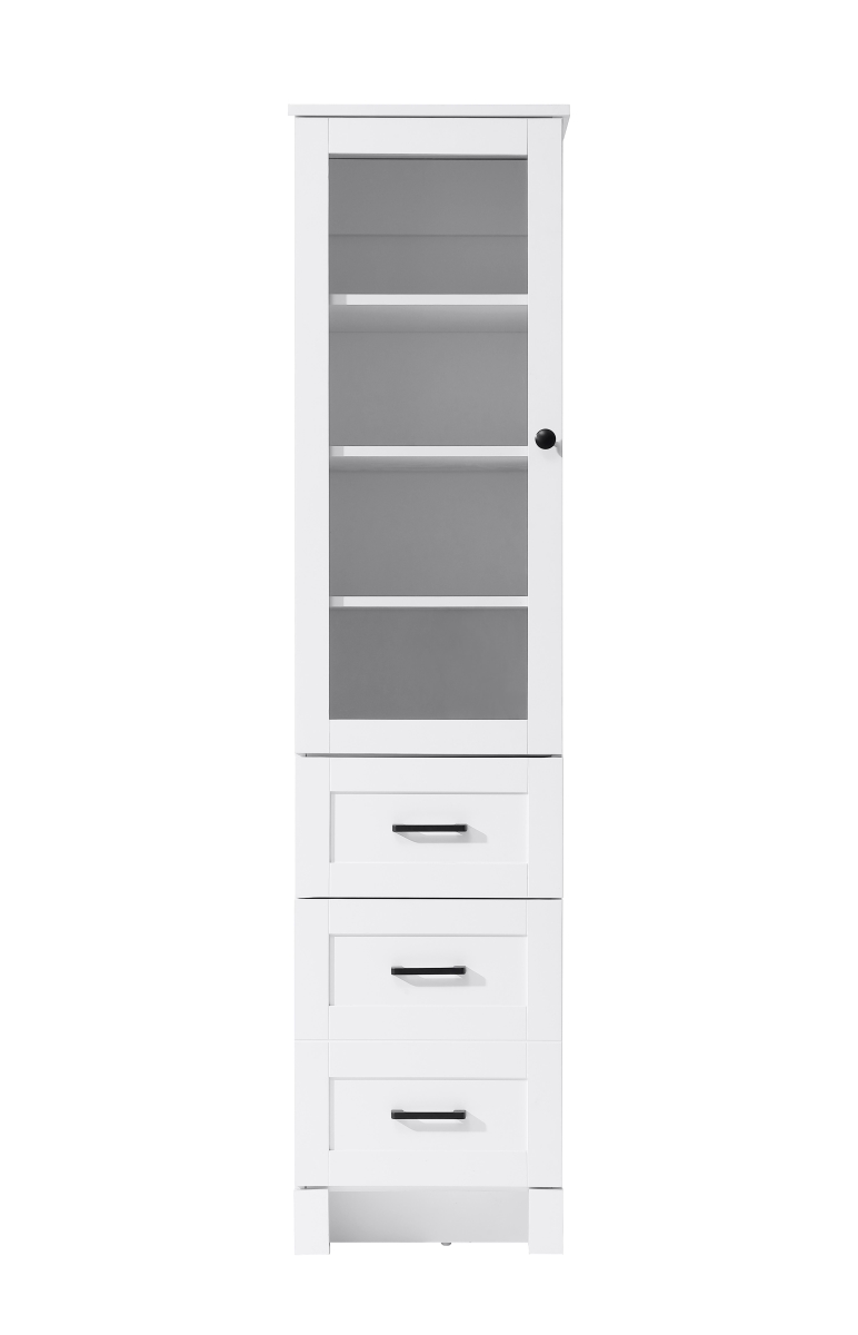 SC280316WH 16 in. Soma Bath Storage Glass Cabinet, White
