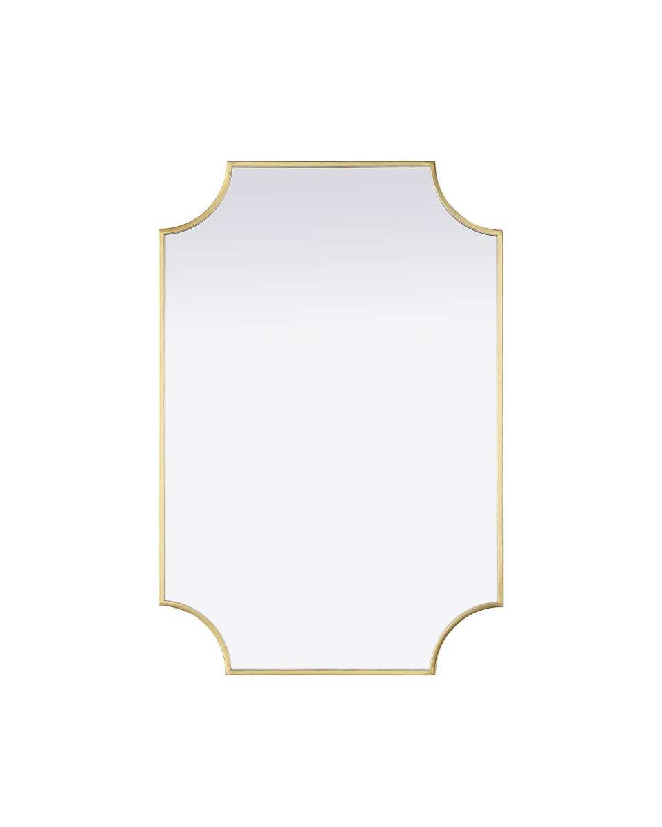 MR3D2436BRA 24 x 36 in. Rectangle Notched Metal Mirror, Brass