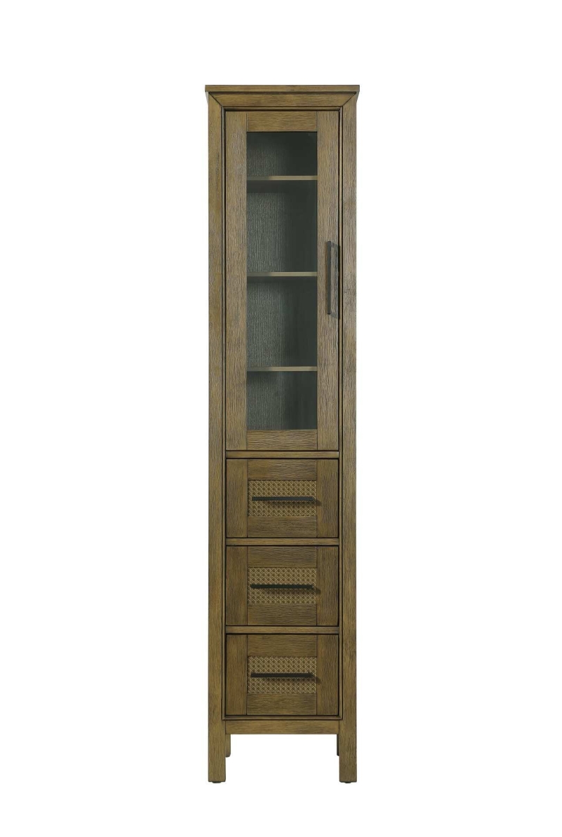 SC295C16HO 16 in. Alina Bath Storage Glass Cabinet, Hazel Oak