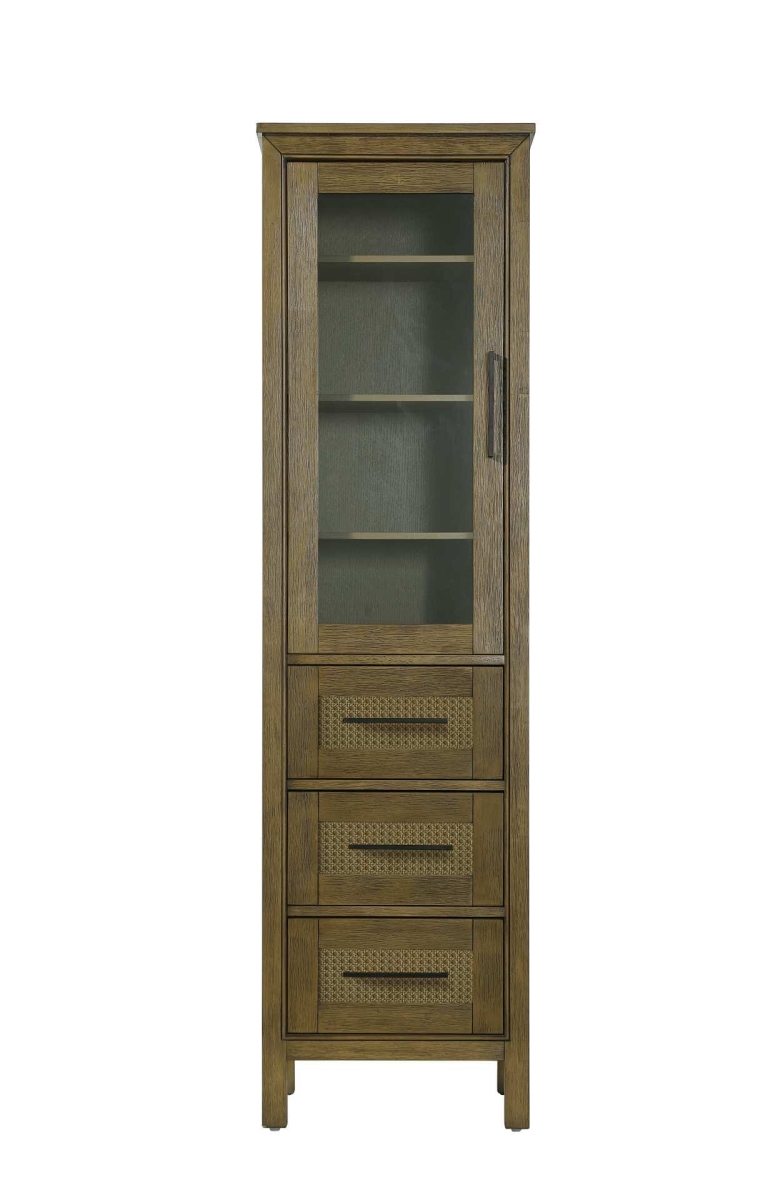 SC295C20HO 20 in. Alina Bath Storage Glass Cabinet, Hazel Oak