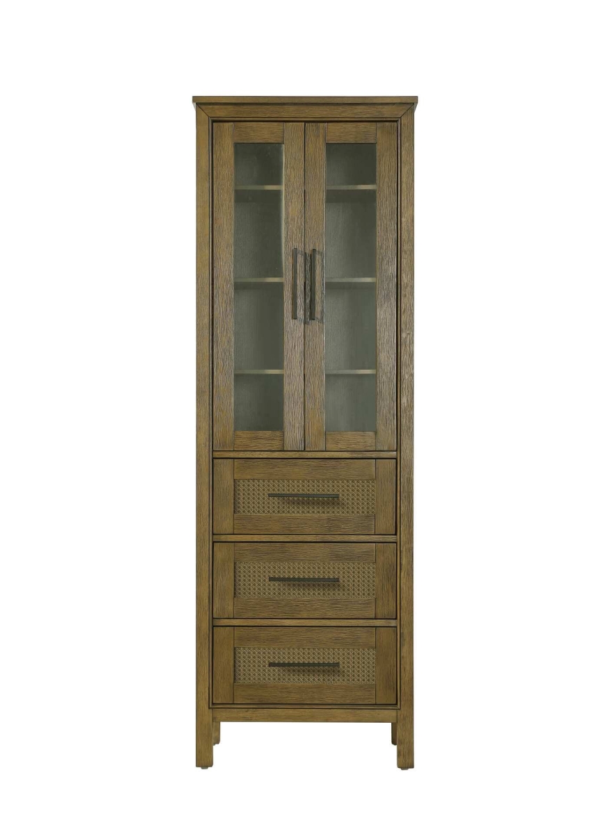 SC295C24HO 24 in. Alina Bath Storage Glass Cabinet, Hazel Oak