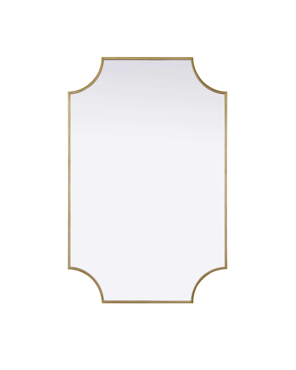 MR3D2742BRA 27 x 42 in. Rectangle Notched Metal Mirror, Brass