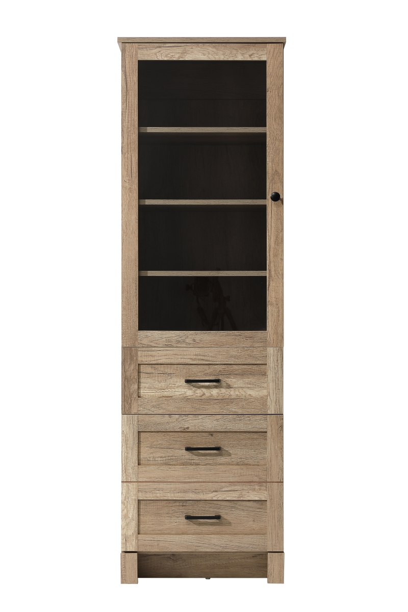SC280320NT 20 in. Soma Bath Storage Glass Cabinet, Natural Oak