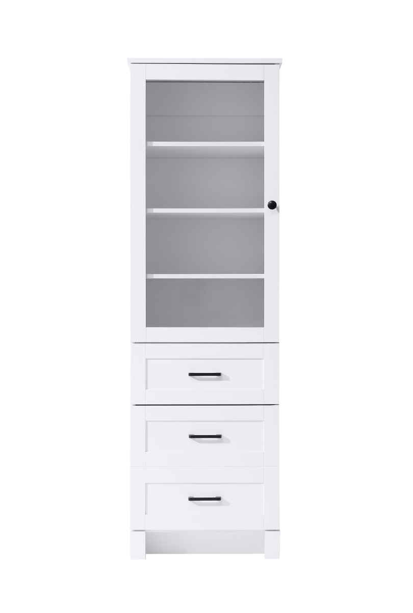 SC280320WH 20 in. Soma Bath Storage Glass Cabinet, White