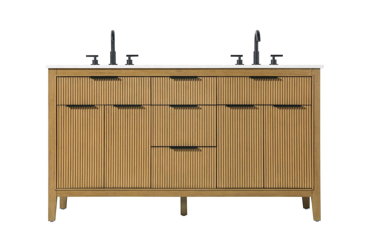 VF29860DHT 60 in. Double Bathroom Vanity, Honey Teak