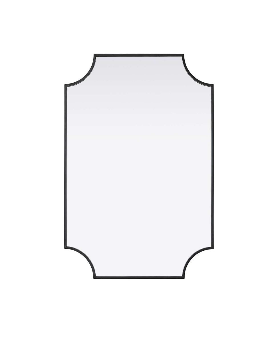 MR3D2436BLK 24 x 36 in. Rectangle Notched Metal Mirror, Black