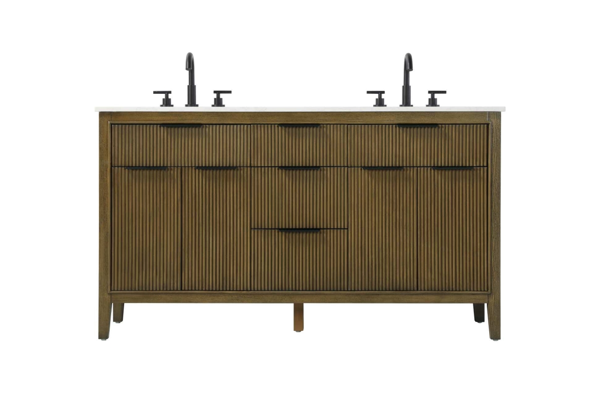 VF29860DHO 34 x 22 x 60 in. Double Bathroom Vanity, Hazel Oak
