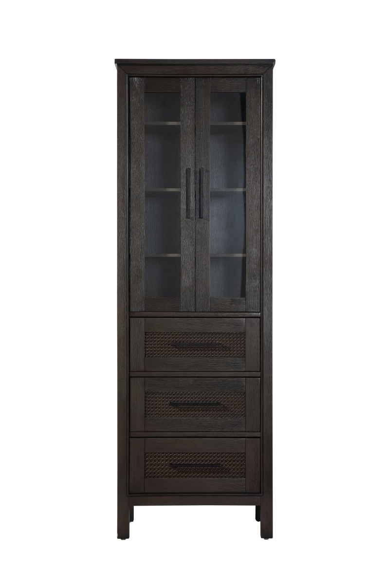 SC295C24CO 24 in. Alina Bath Storage Glass Cabinet, Chocolate Oak