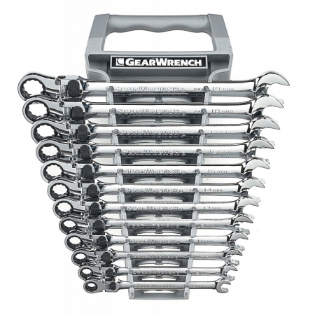 KD85698 12 Piece Extra Large Locking Flex Combination Ratcheting Wrench Set Metric
