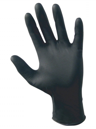 Picture of SAS Safety SS66518 Raven Powder-Free Disposable Nitrile Gloves&#44; Large - Black
