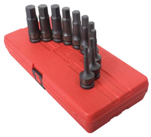 Sunex Tool SU2639 10 Piece 0.5 in. Drive Metric Impact Hex Driver Set