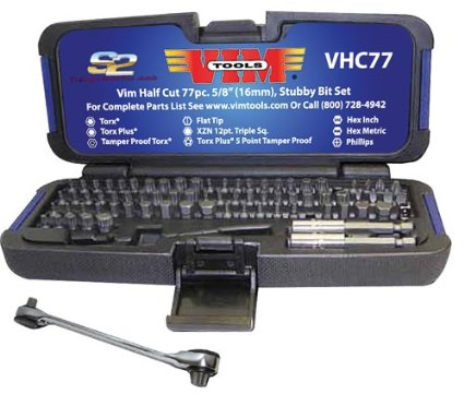 Picture of Vim Tools VMVHC77 77-Piece Half Cut Stubby Bit Set