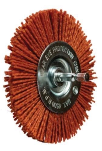Century Drill Nylon Radial Brush, 3" 80 Grit, Shank Safe Rpm 4,500 (77431)