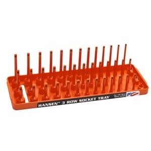Metric Three Row Socket Tray for 1/4" Drive Sockets, Orange