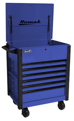 Picture of Homak HMBL06035247 35 in. 7 Drawer HD Flip Top Service Cart&#44; Blue