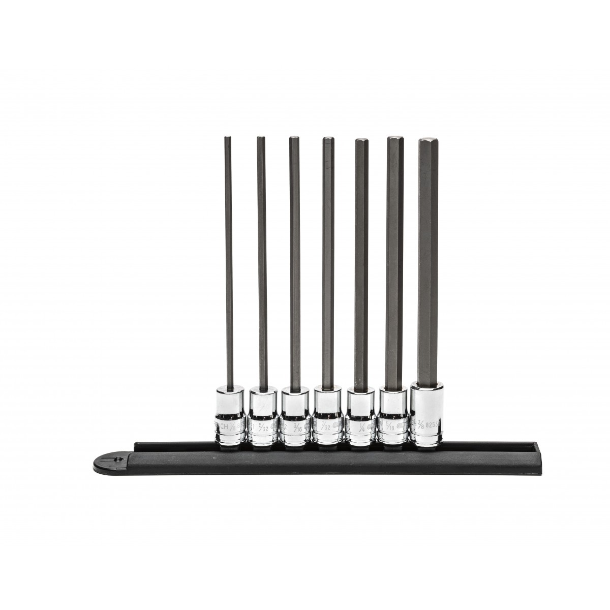 0.37 in. Drive Long Length Hex Bit SAE Socket Set - 7 Piece