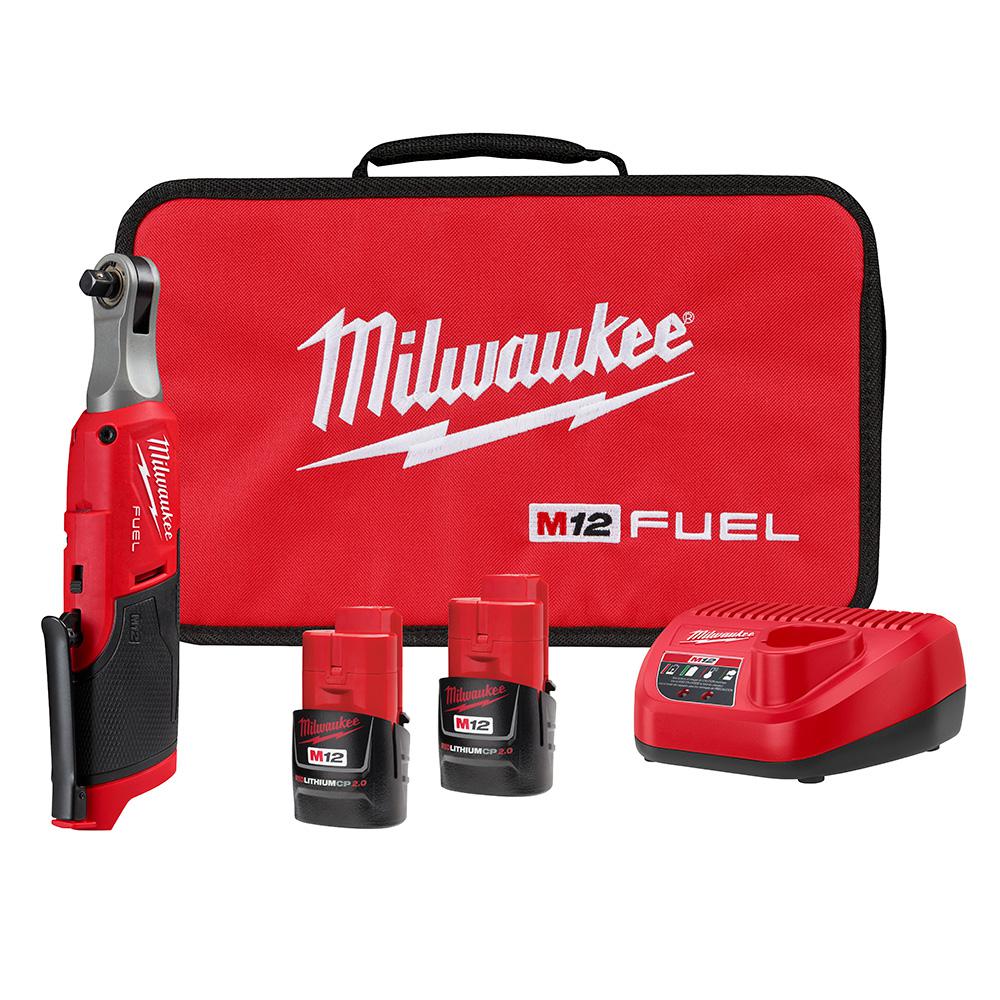 Picture of Milwaukee Tool MWK2567-22 M12 Fuel 12V Lithium-Ion Brushless Cordless High Speed 0.375 in. Ratchet Kit